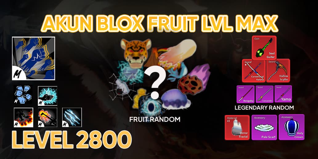 Akun Blox Fruit Level max - Godhuman + Random Fruit (Data Polos) (BACA DESKRIPSI!!!!)