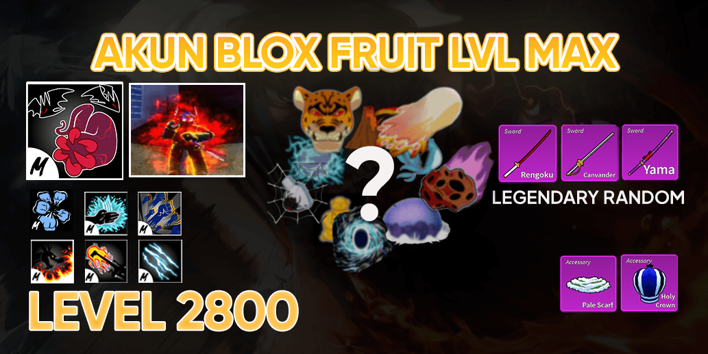 Akun Blox Fruit level max - Godhuman + Sanguine + Race V4 Human Full Gear